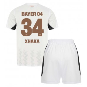 Bayer Leverkusen Granit Xhaka #34 Dětské Venkovní dres komplet 2024-25 Krátký Rukáv (+ trenýrky)